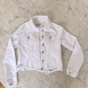 Tractr girls white distressed jean jacket